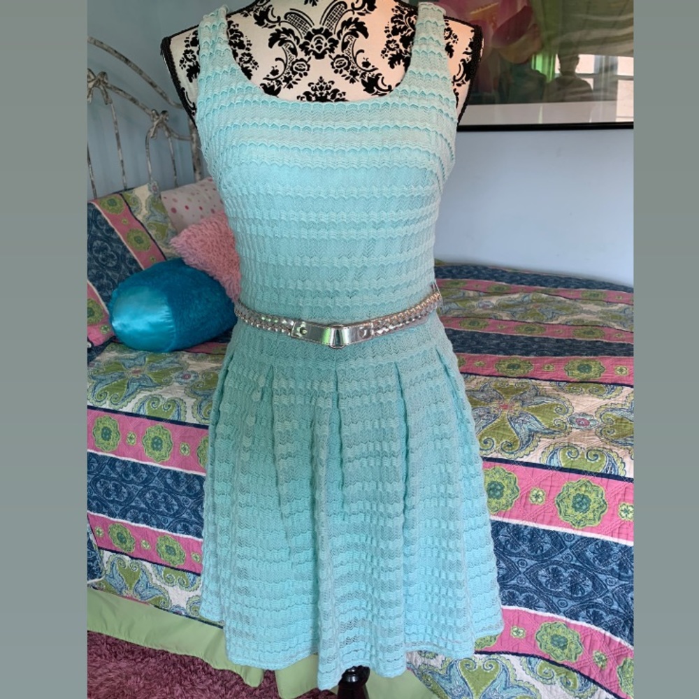 GUESS Los Angelos Mint Green Fit and Flare Dress